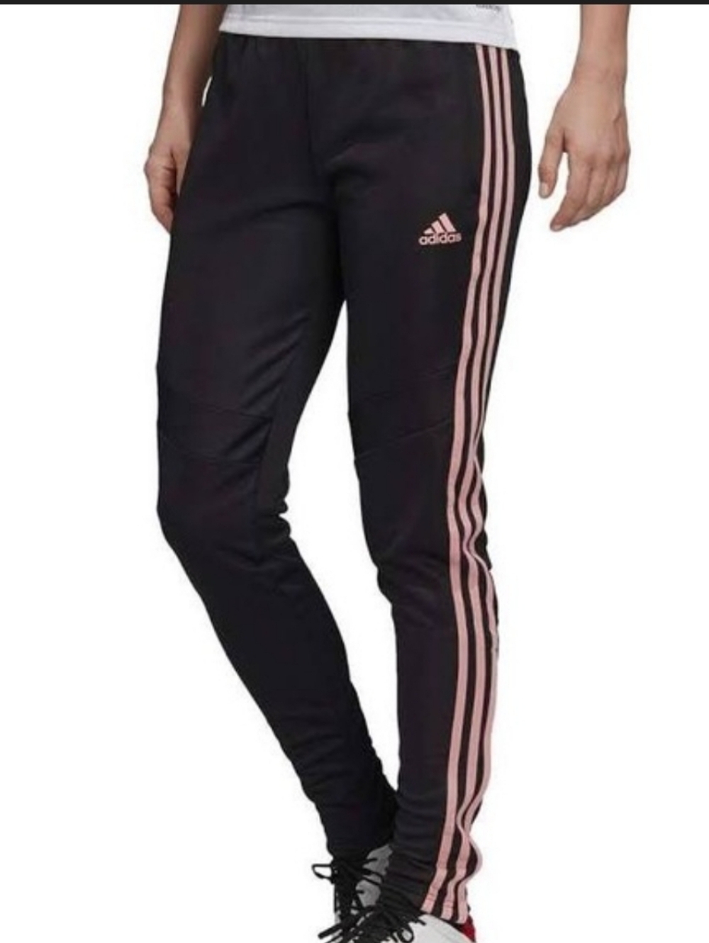 adidas Black Joggers with Pink Side Stripes
